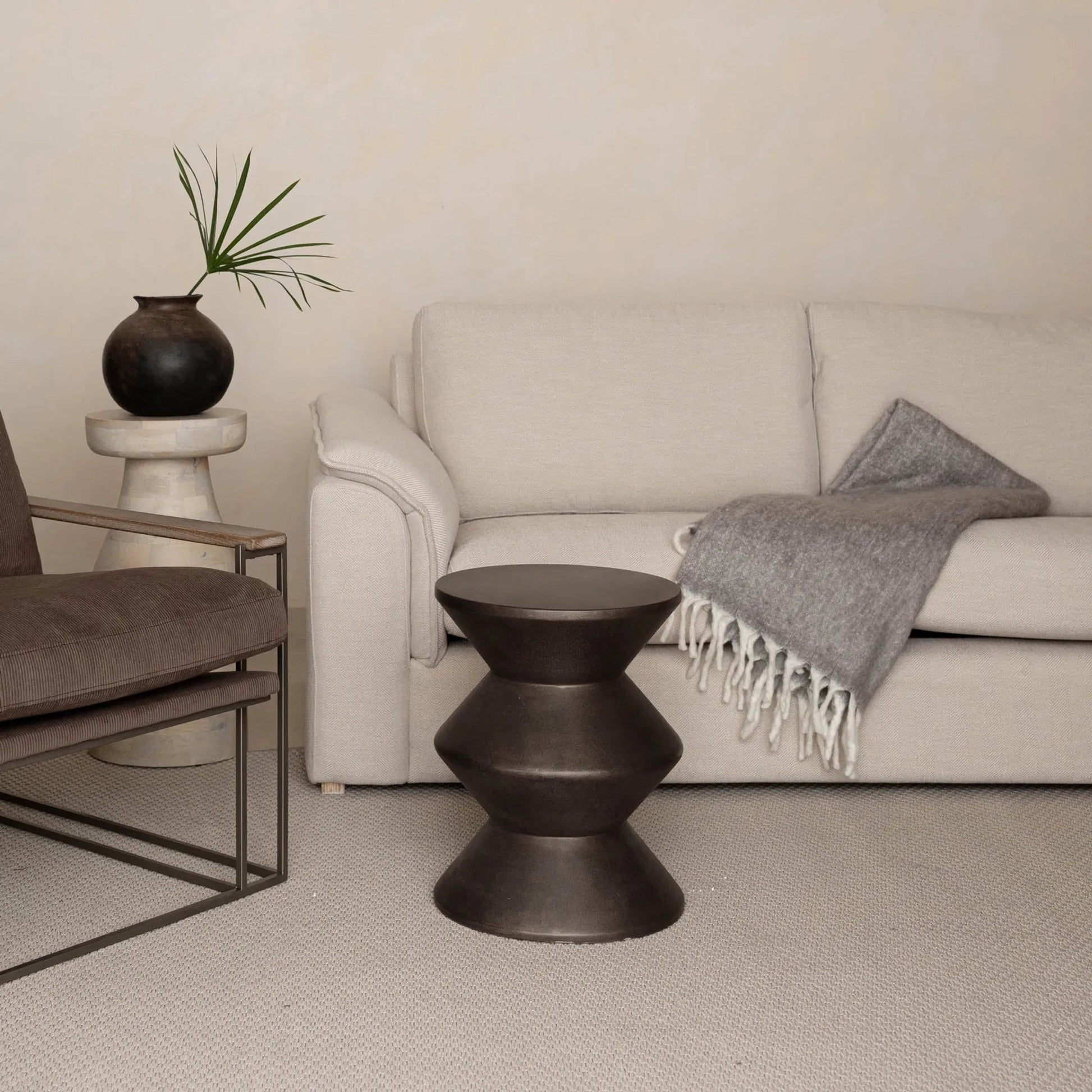 Concrete Inverted Side Table by LH Imports. Made from concrete in a unique style.