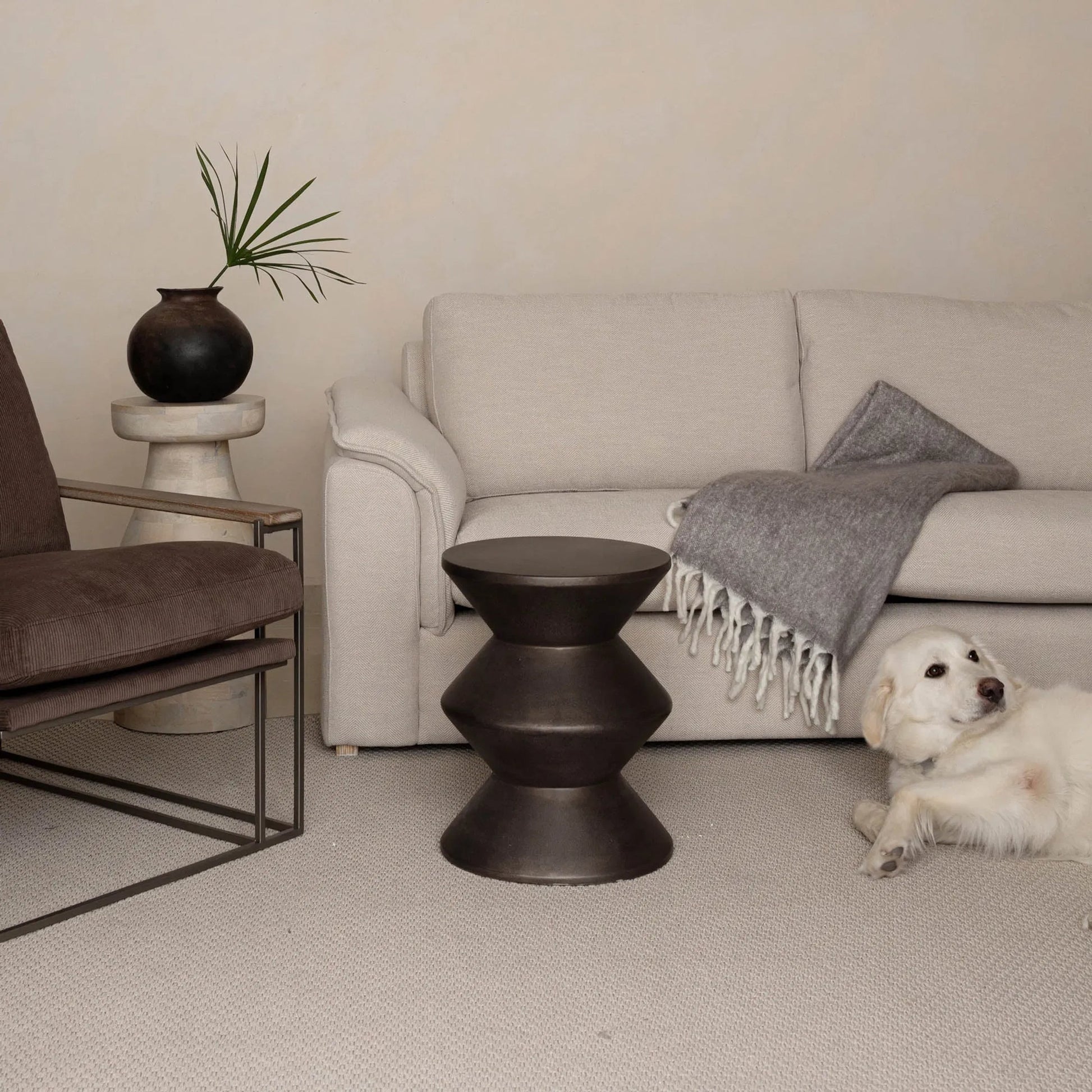 Concrete Inverted Side Table by LH Imports. Made from concrete in a unique style.