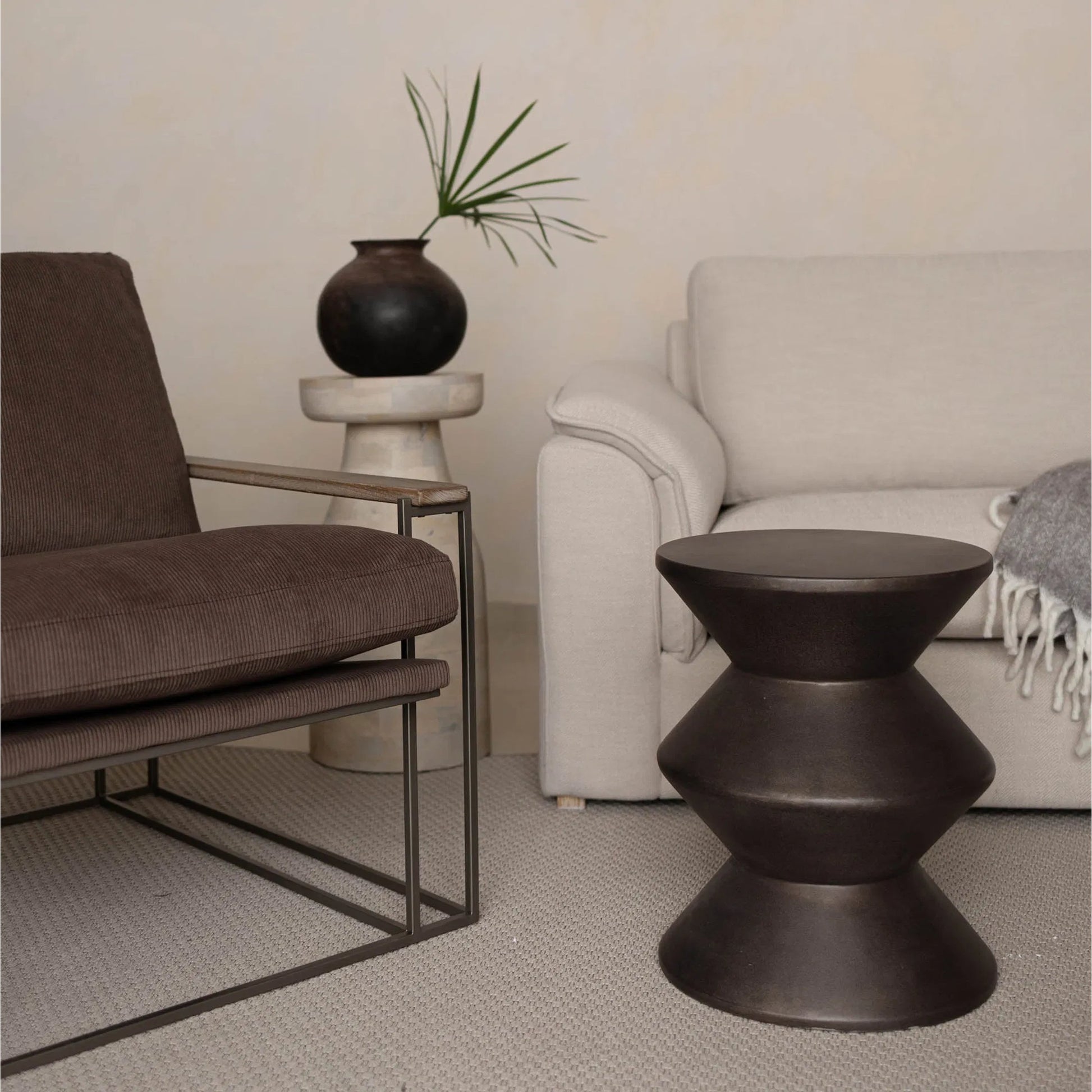 Concrete Inverted Side Table by LH Imports. Made from concrete in a unique style.