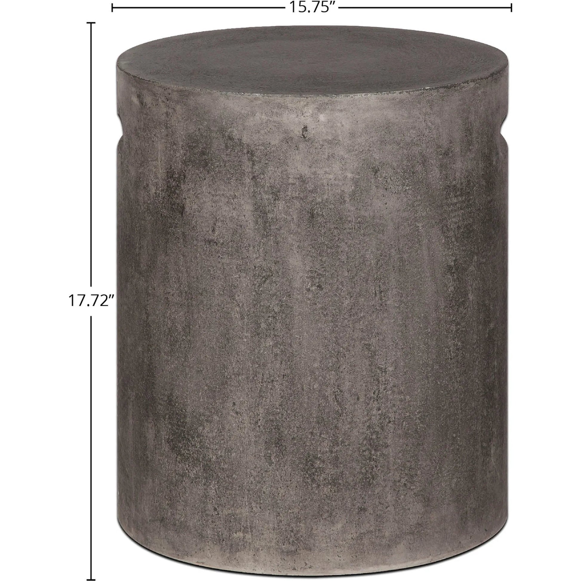 Concrete Round Side Table With Handle by LH Imports in grey. Made from dark grey concrete in a modern style.
