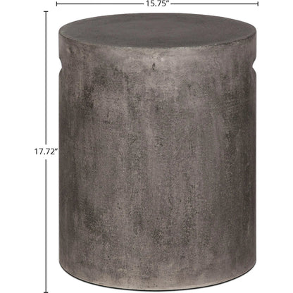 Concrete Round Side Table With Handle by LH Imports in grey. Made from dark grey concrete in a modern style.