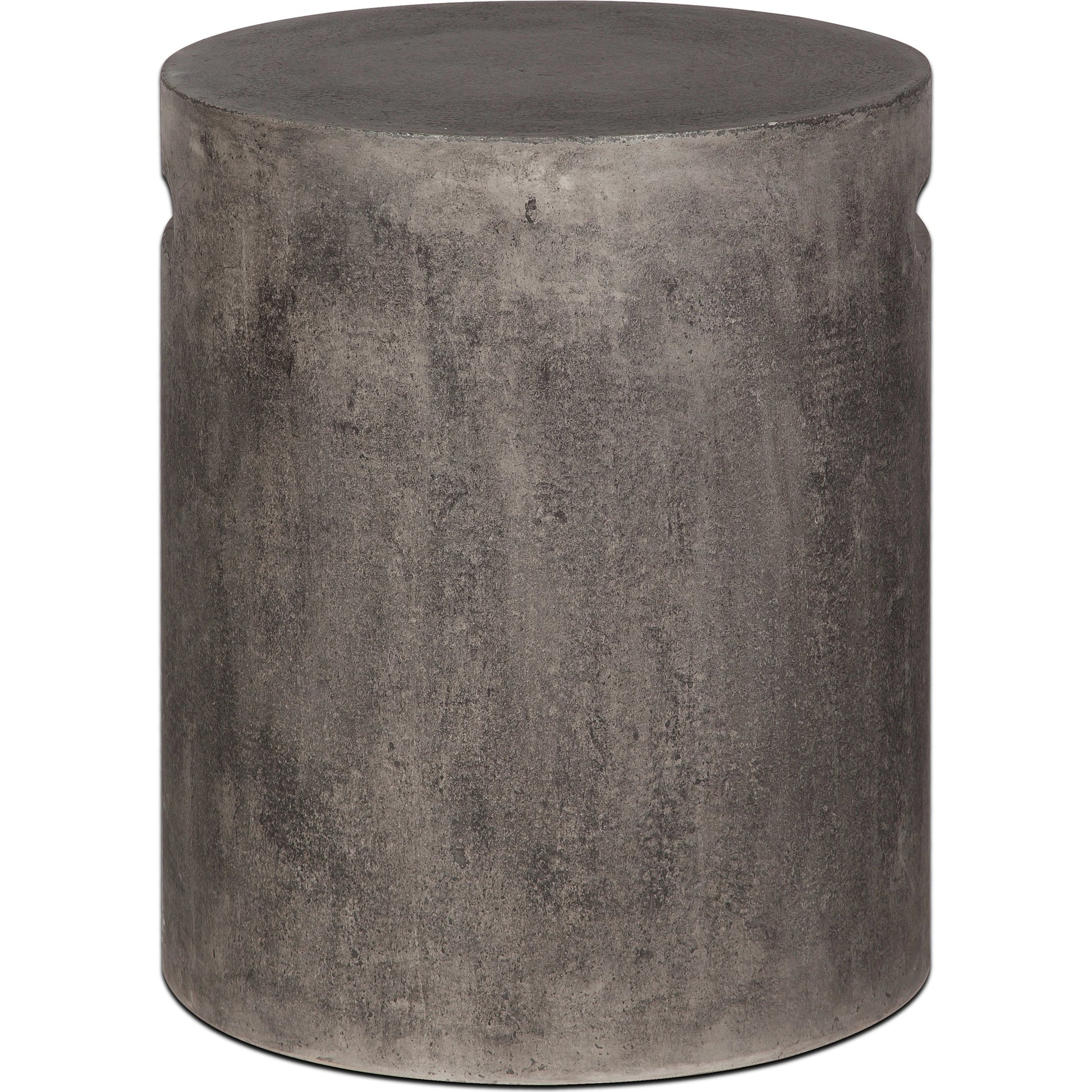 Concrete Round Side Table With Handle by LH Imports in grey. Made from dark grey concrete in a modern style.