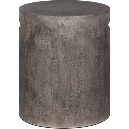 Concrete Round Side Table With Handle by LH Imports in grey. Made from dark grey concrete in a modern style.
