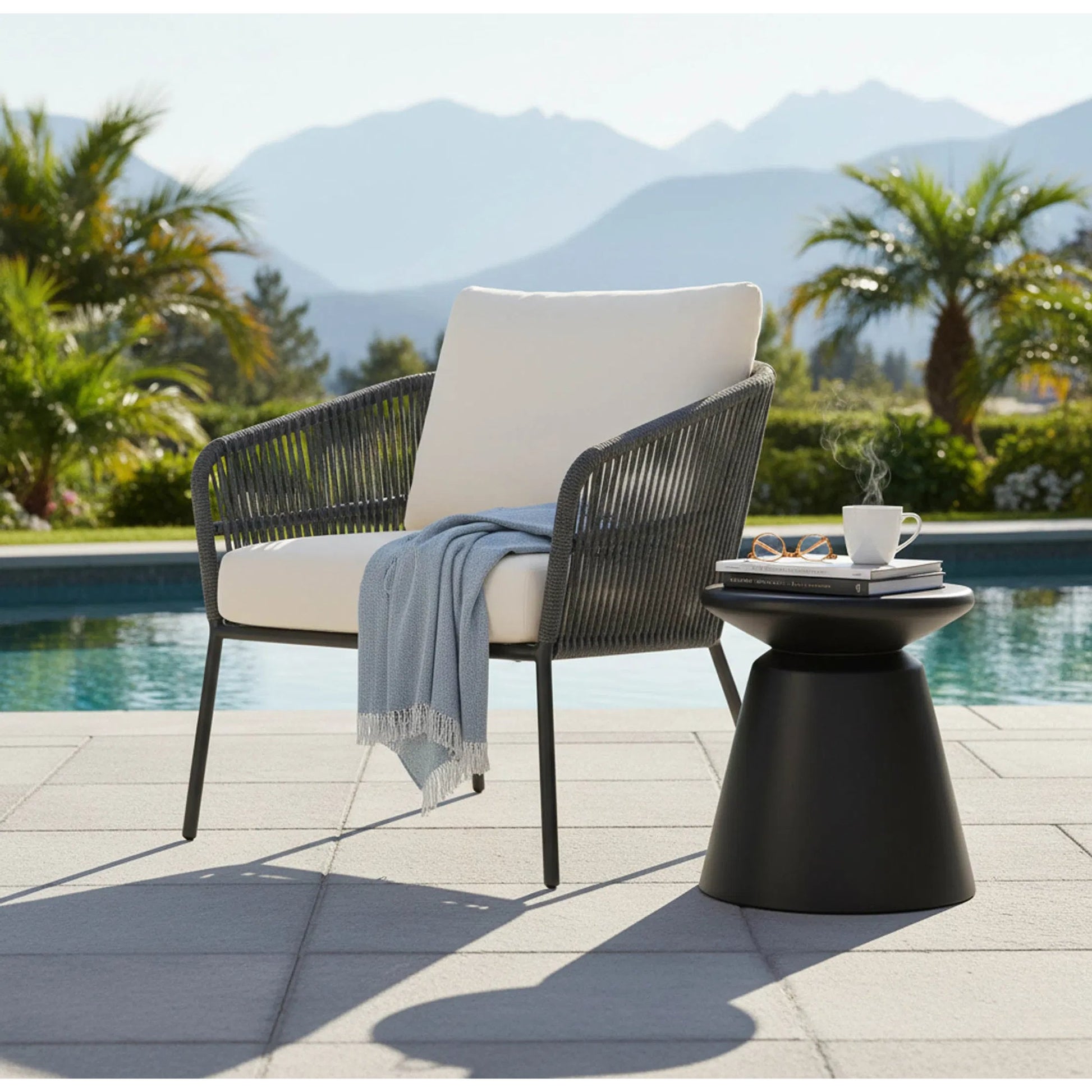 Concrete Mineral Side Table by LH Imports. Made from concrete in a unique style.