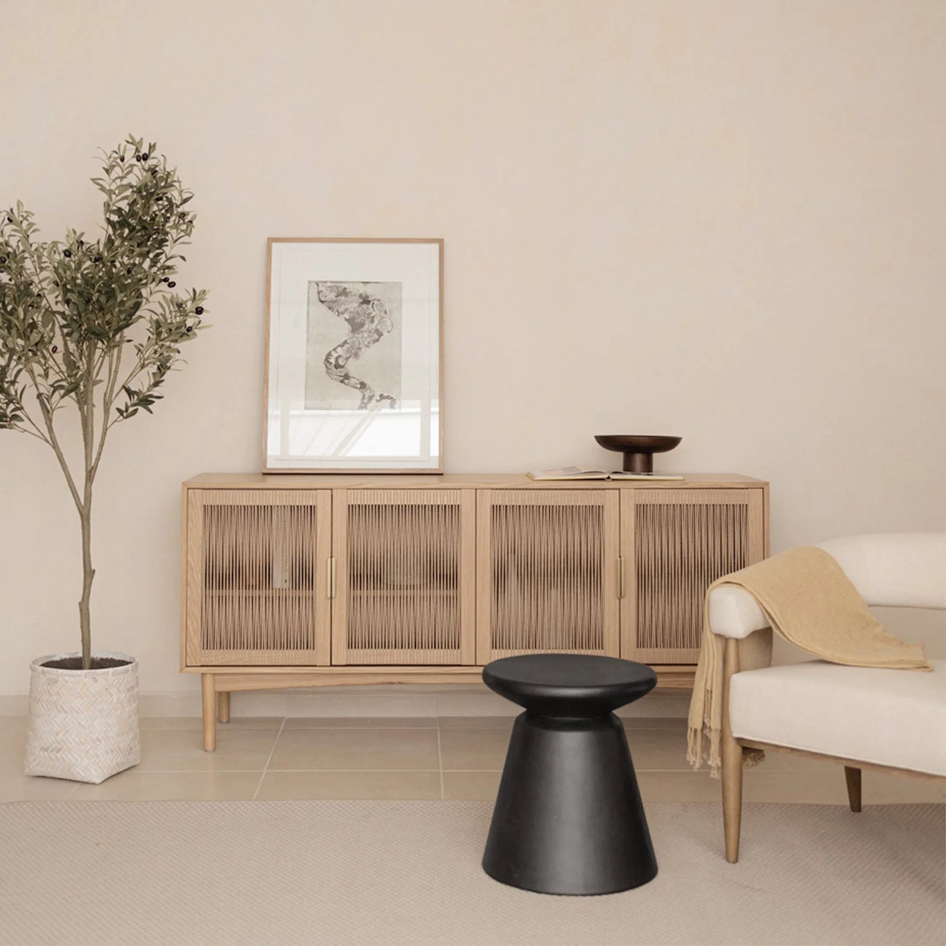 Concrete Mineral Side Table by LH Imports. Made from concrete in a unique style.