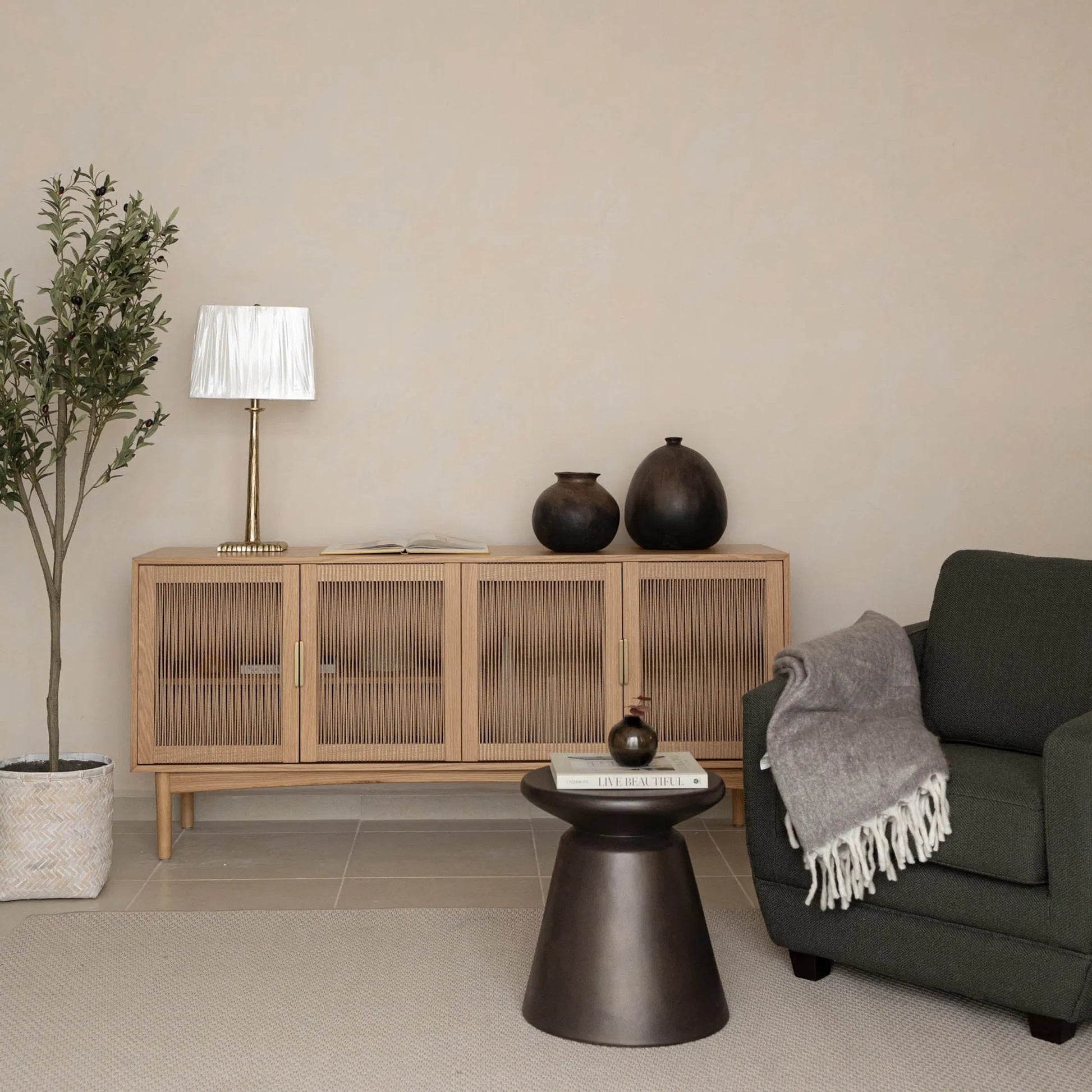 Concrete Mineral Side Table by LH Imports. Made from concrete in a unique style.