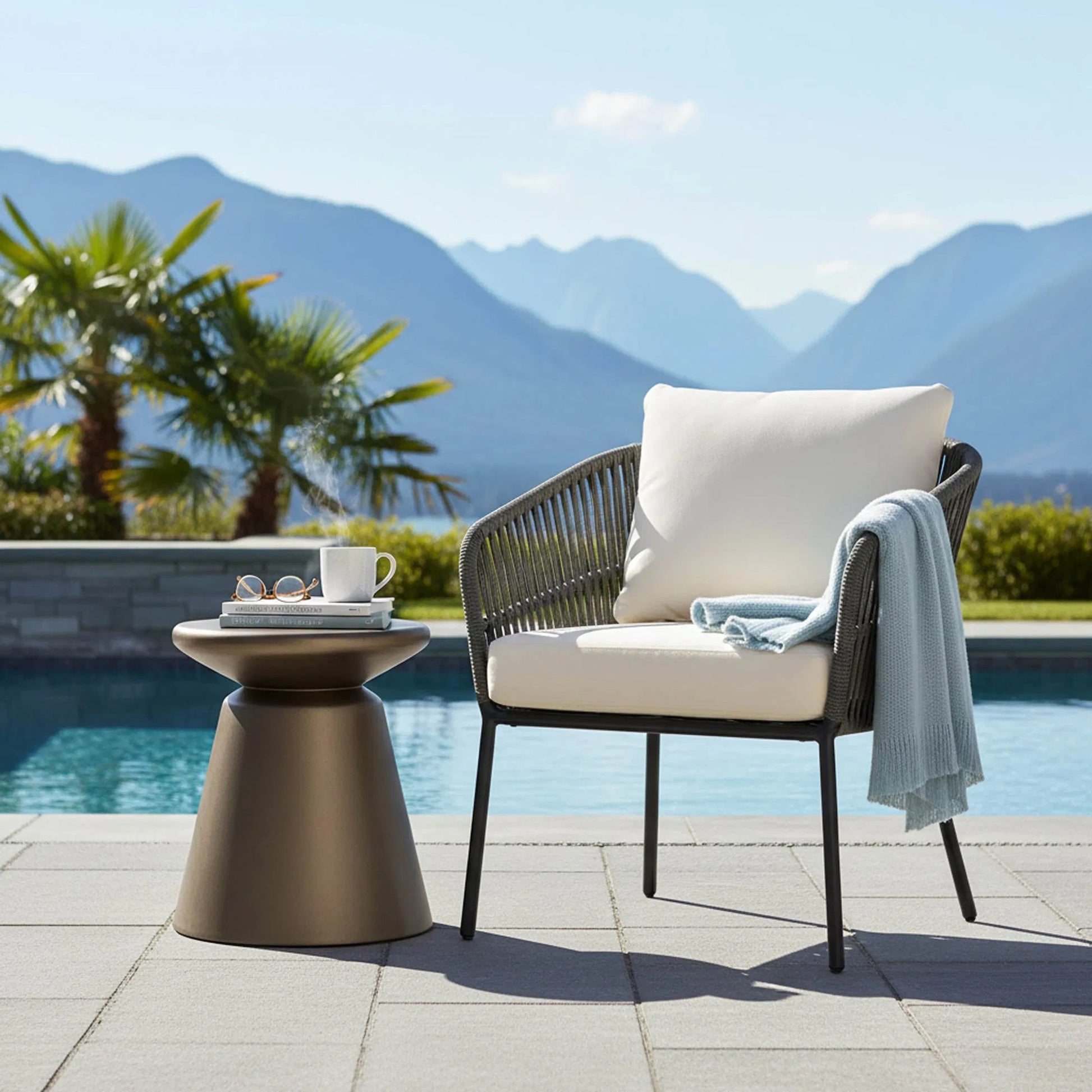 Concrete Mineral Side Table by LH Imports. Made from concrete in a unique style.