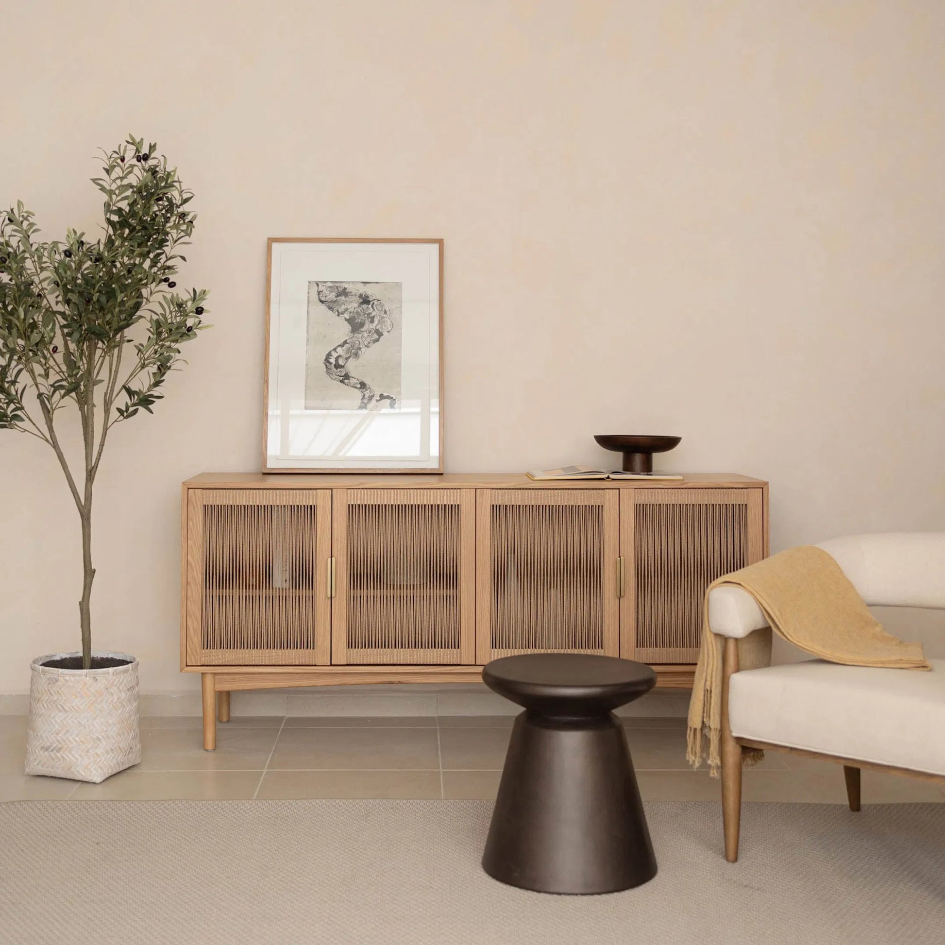 Concrete Mineral Side Table by LH Imports. Made from concrete in a unique style.