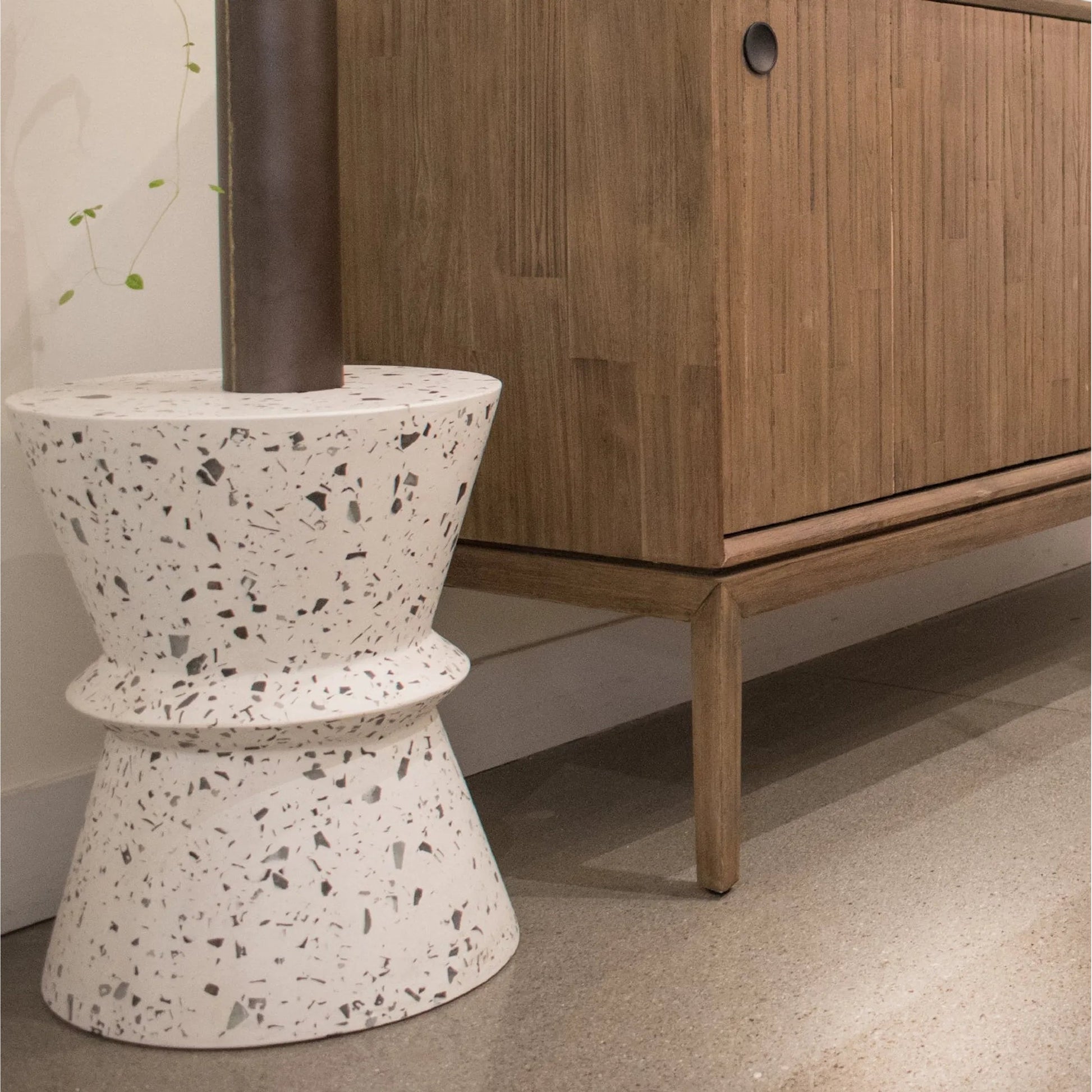 Concrete Hourglass Side Table by LH Imports. Made from concrete in a unique style.