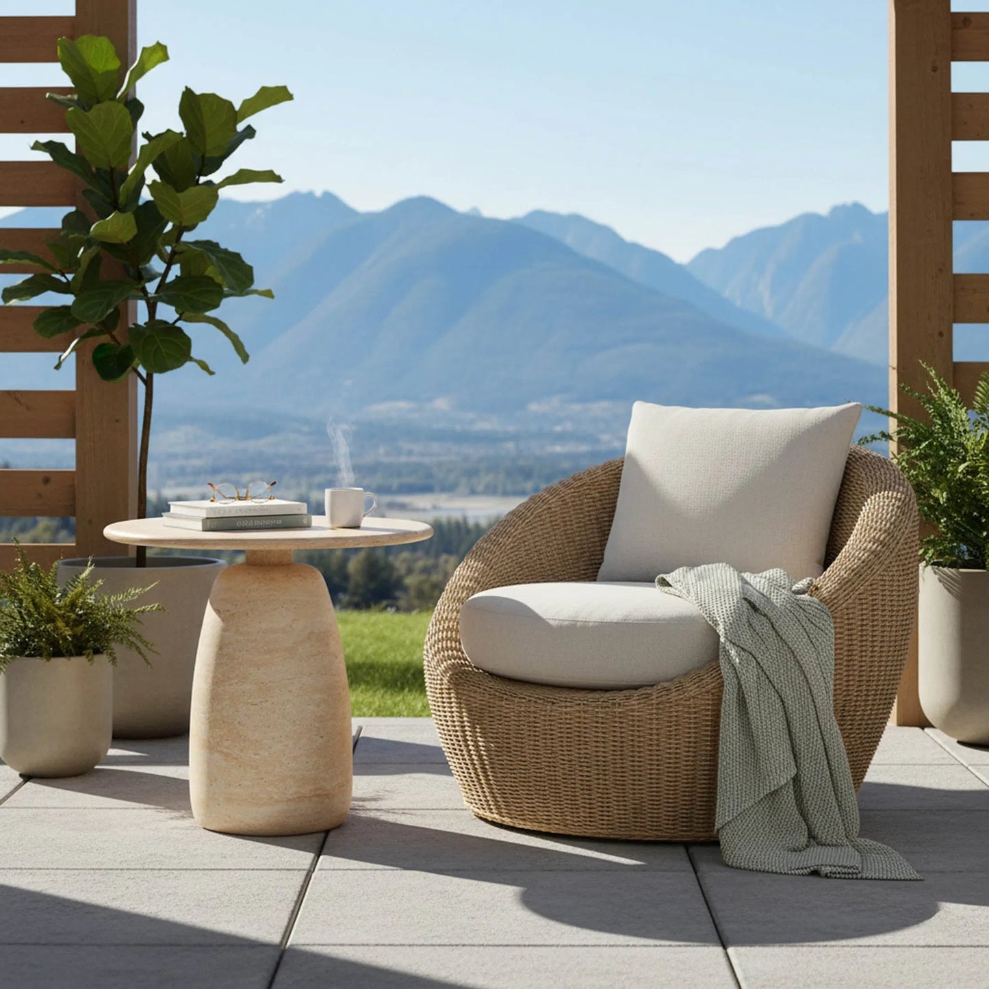 022 SI-2452973 | Lifestyle | Olympia Side Table by LH Imports in light travertine. Made from unique in a unique style.