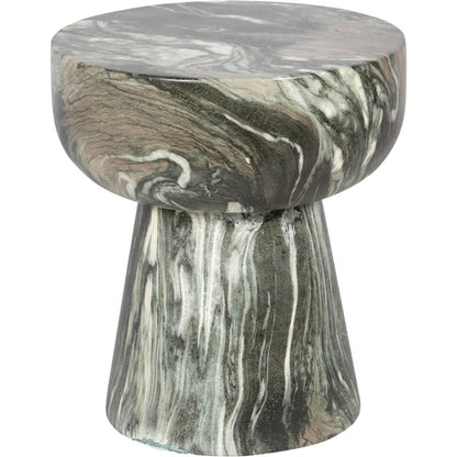 Binx Side Table by LH Imports in green, grey, white and marble pattern. Made from concrete in a unique style.