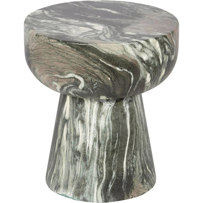 Binx Side Table by LH Imports in green, grey, white and marble pattern. Made from concrete in a unique style.