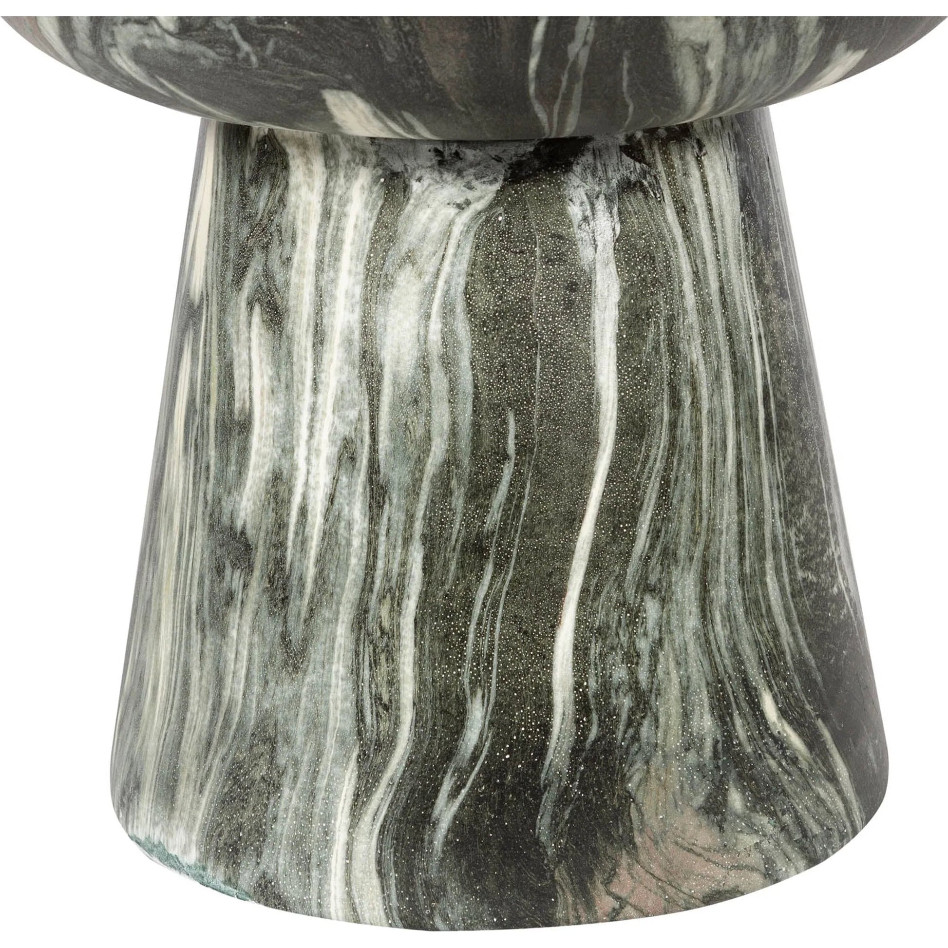 Binx Side Table by LH Imports in green, grey, white and marble pattern. Made from concrete in a unique style.
