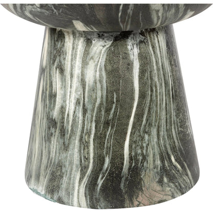 Binx Side Table by LH Imports in green, grey, white and marble pattern. Made from concrete in a unique style.