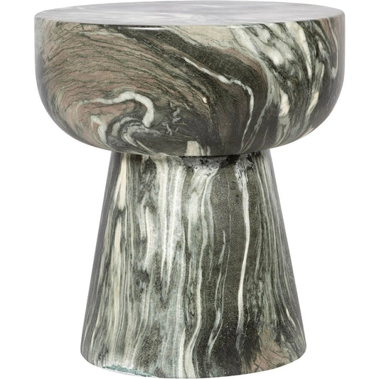 Binx Side Table by LH Imports in green, grey, white and marble pattern. Made from concrete in a unique style.