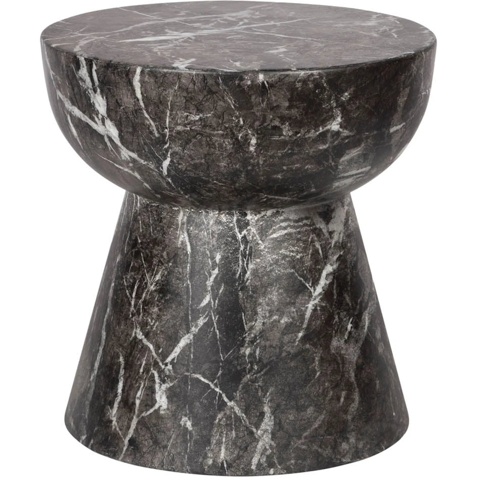 Yves Side Table by LH Imports in black marble and marble black. Made from concrete in a unique style.