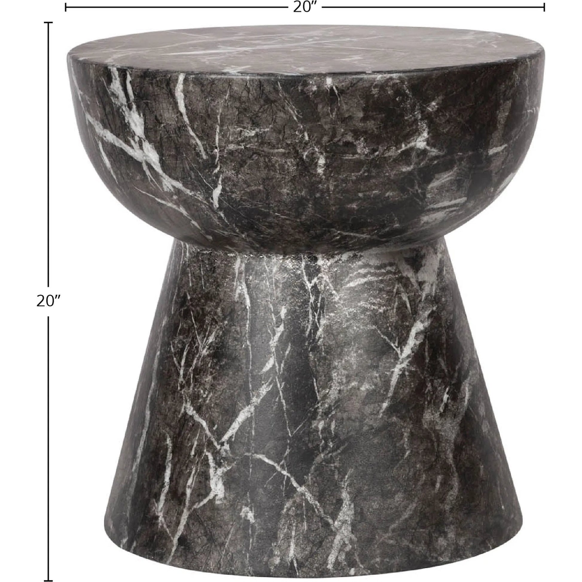 Yves Side Table by LH Imports in black marble and marble black. Made from concrete in a unique style.