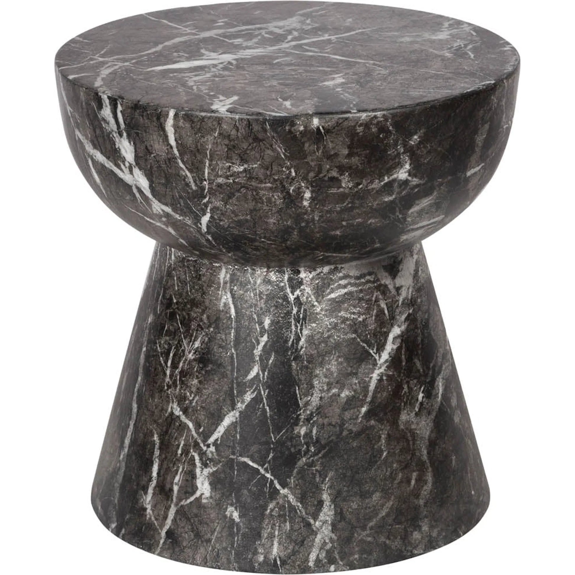 Yves Side Table by LH Imports in black marble and marble black. Made from concrete in a unique style.
