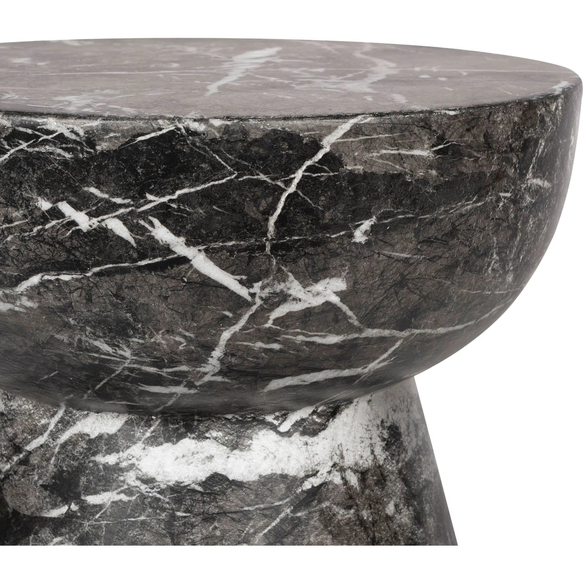 Yves Side Table by LH Imports in black marble and marble black. Made from concrete in a unique style.
