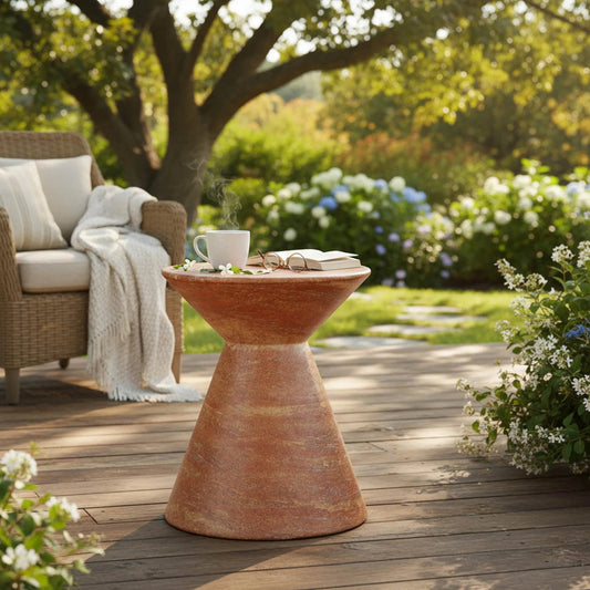 Rumi Side Table by LH Imports in terracotta and terracota. Made from concrete in a unique style.