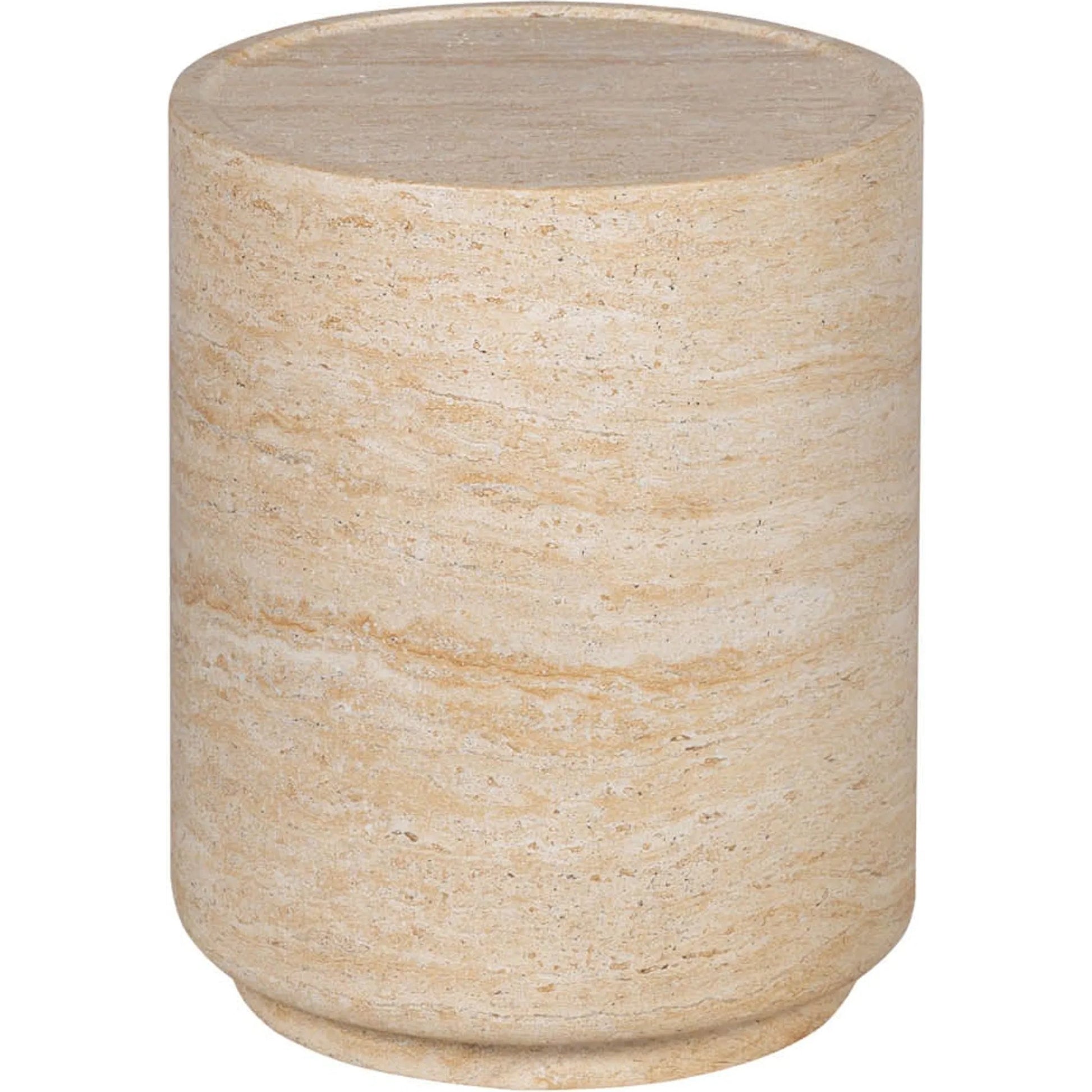Zac Side Table by LH Imports in travertine and light travertine. Made from concrete in a unique style.