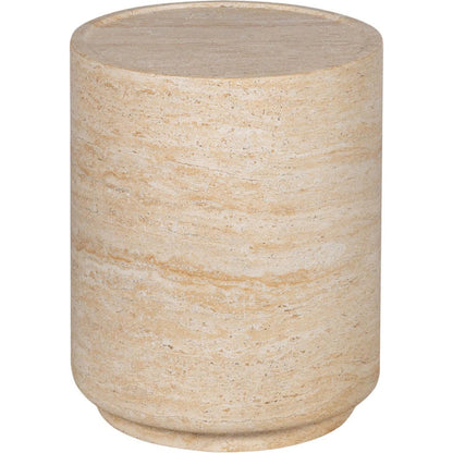 Zac Side Table by LH Imports in travertine and light travertine. Made from concrete in a unique style.