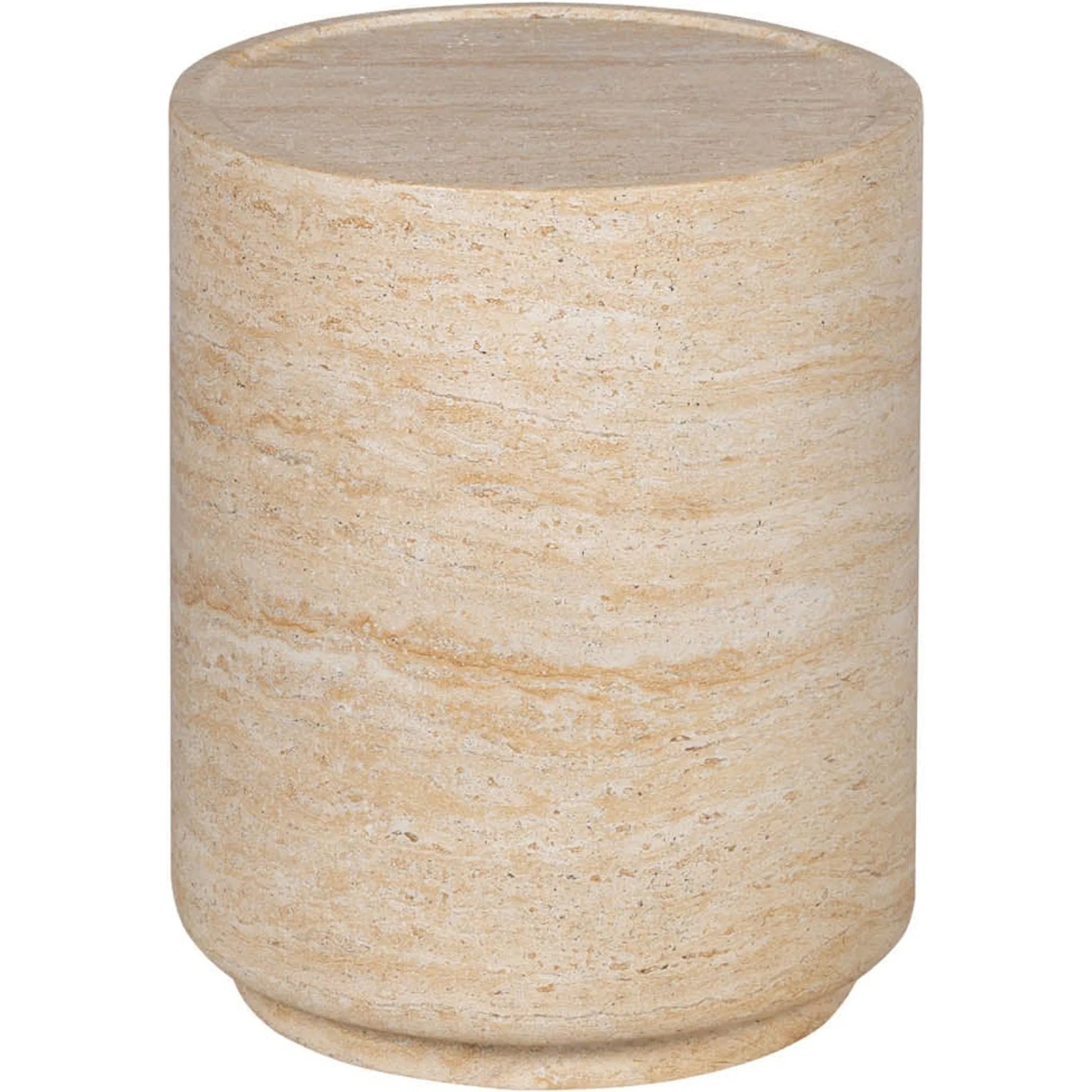 Zac Side Table by LH Imports in travertine and light travertine. Made from concrete in a unique style.