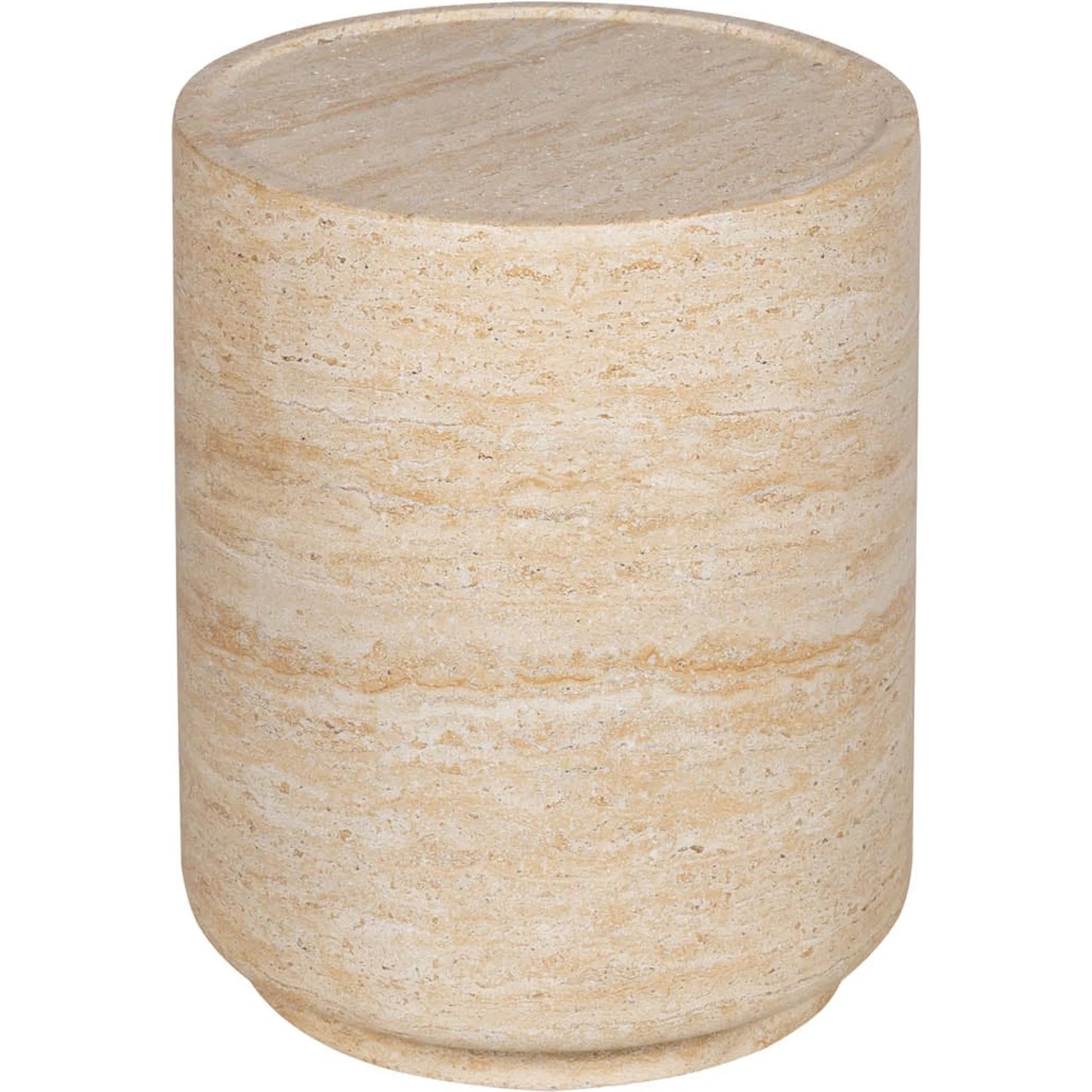 Zac Side Table by LH Imports in travertine and light travertine. Made from concrete in a unique style.