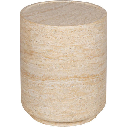 Zac Side Table by LH Imports in travertine and light travertine. Made from concrete in a unique style.