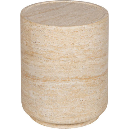 Zac Side Table by LH Imports in travertine and light travertine. Made from concrete in a unique style.