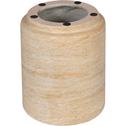 Zac Side Table by LH Imports in travertine and light travertine. Made from concrete in a unique style.