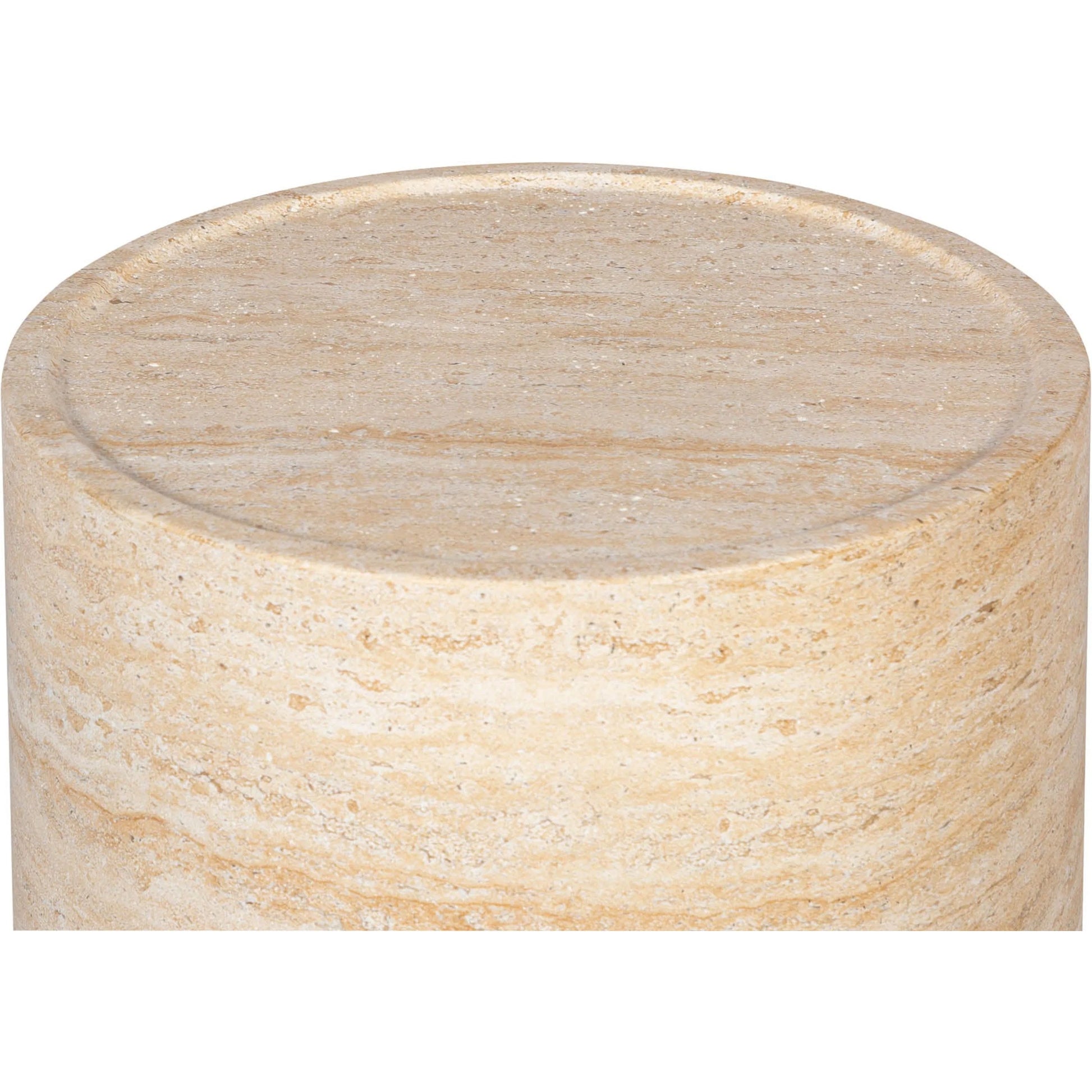 Zac Side Table by LH Imports in travertine and light travertine. Made from concrete in a unique style.
