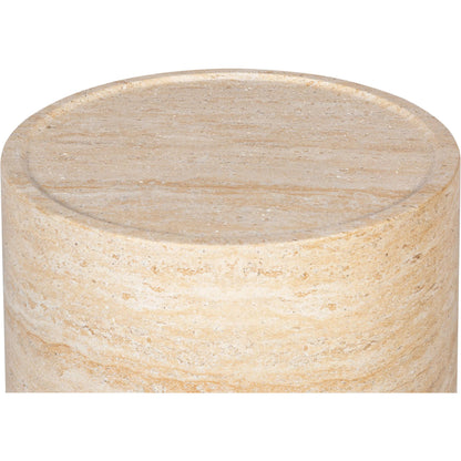 Zac Side Table by LH Imports in travertine and light travertine. Made from concrete in a unique style.