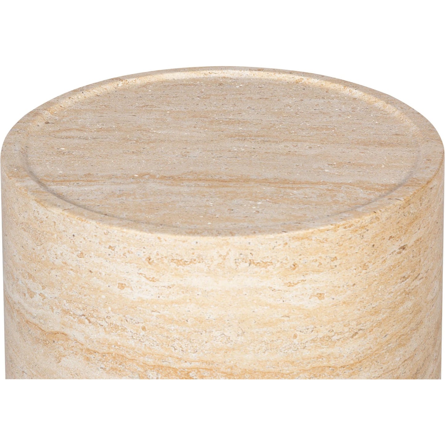 020 SI-2325340 | Closeup | Zac Side Table by LH Imports in travertine and light travertine. Made from concrete in a unique style.