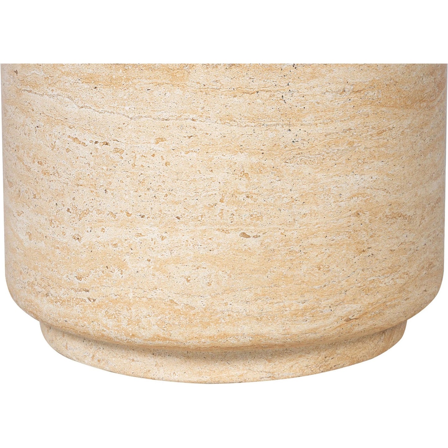 021 SI-2325340 | Closeup | Zac Side Table by LH Imports in travertine and light travertine. Made from concrete in a unique style.
