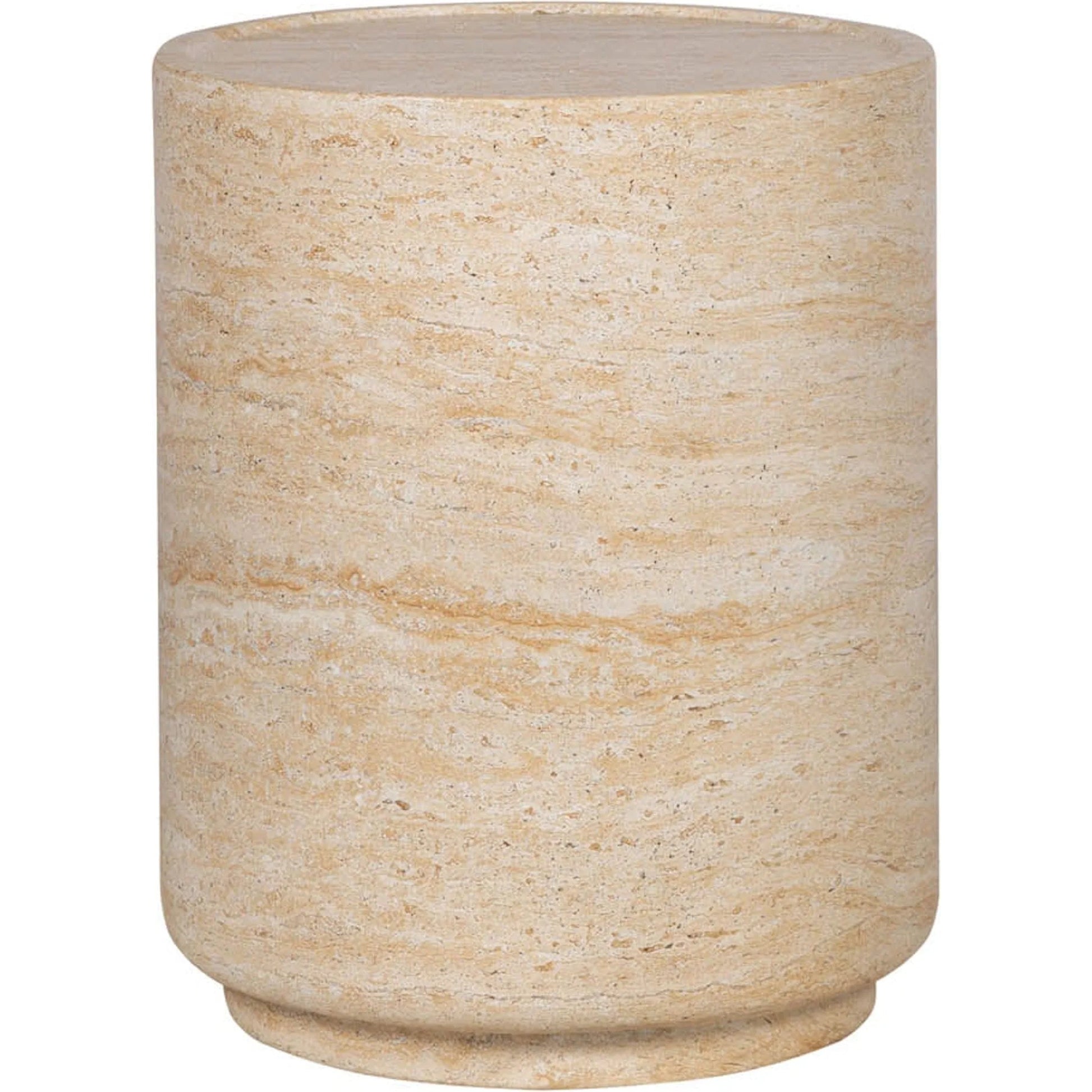 Zac Side Table by LH Imports in travertine and light travertine. Made from concrete in a unique style.