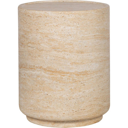 Zac Side Table by LH Imports in travertine and light travertine. Made from concrete in a unique style.
