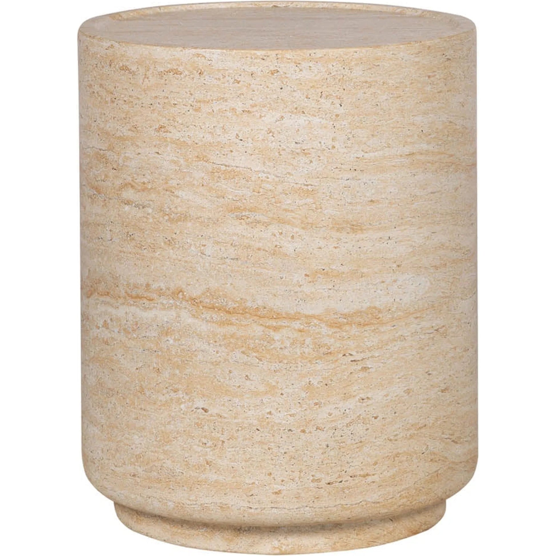 Zac Side Table by LH Imports in travertine and light travertine. Made from concrete in a unique style.
