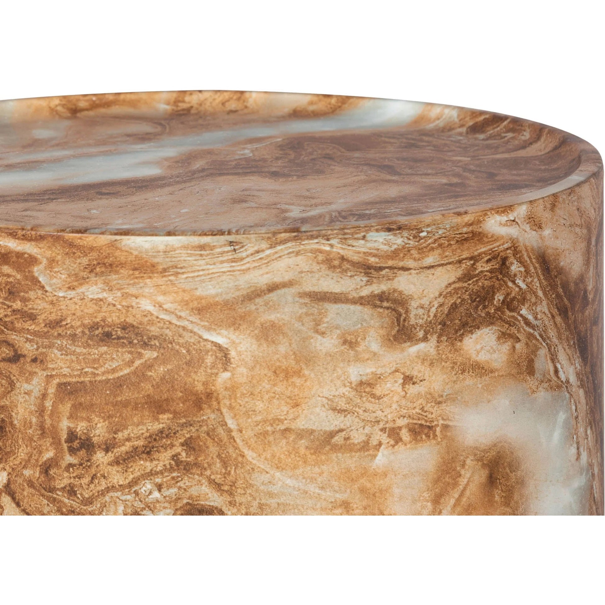 Geri Side Table by LH Imports in beige marble and marble pattern. Made from concrete in a unique style.