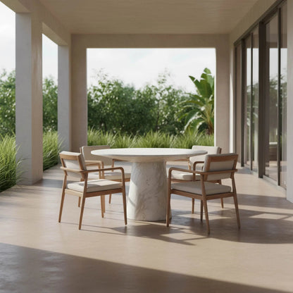 Dream Dining Table by LH Imports in white marble pattern. Made from concrete in a unique style.