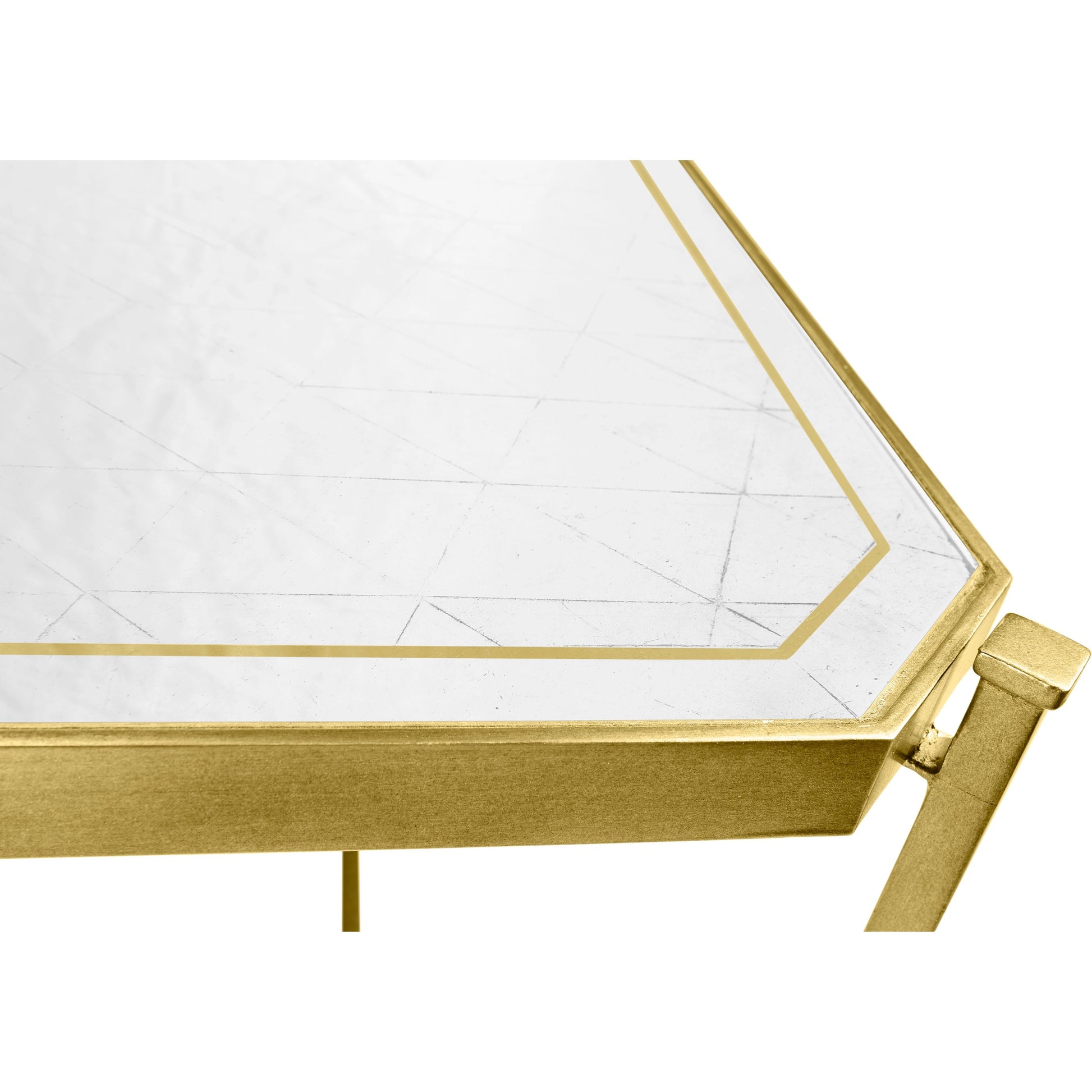 Luxe Cocktail Table by Jonathan Charles in gold and gilded iron. Made from iron in a modern style.