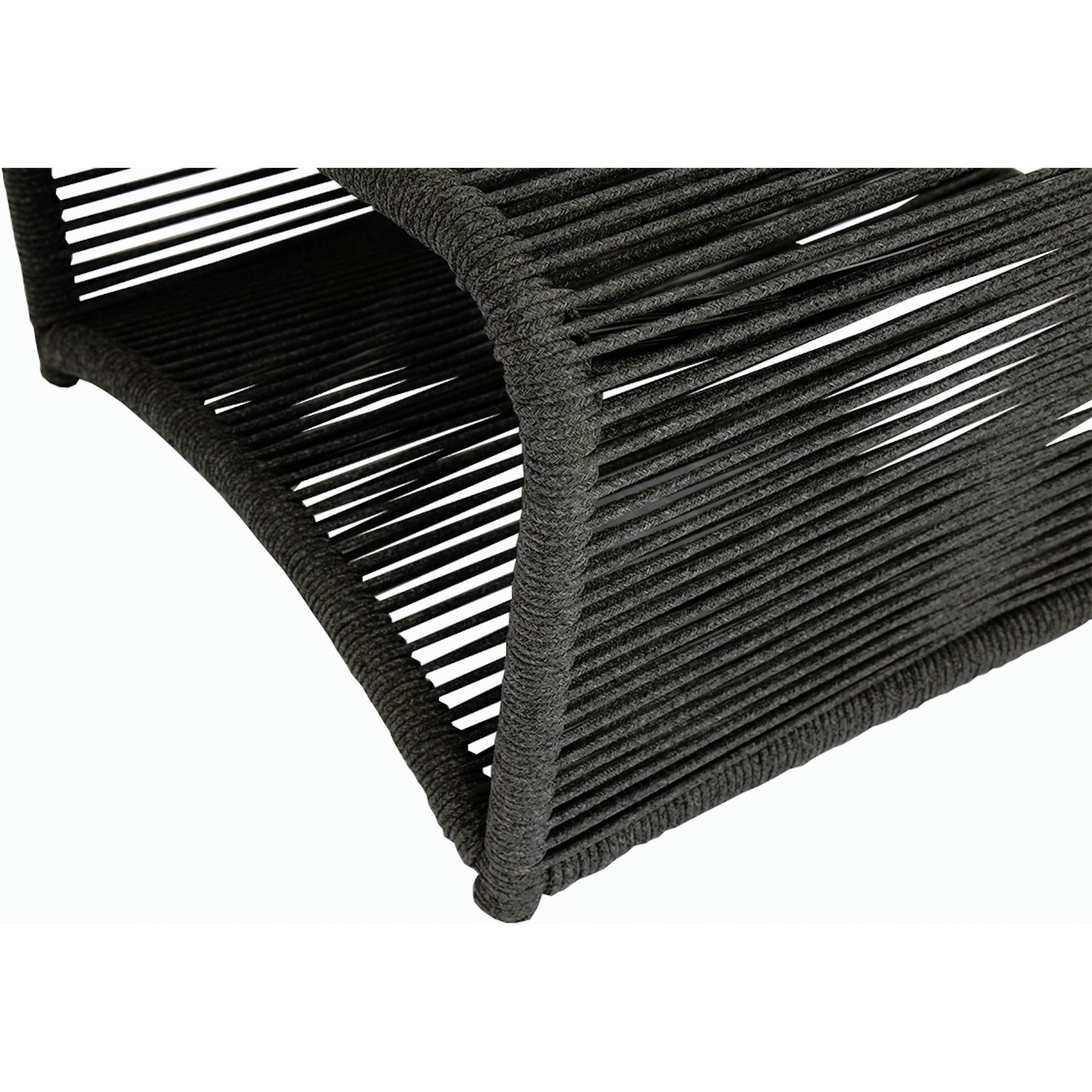 Milano Outdoor Armless Club Chair by Sunset West. Made from olefin rope in a coastal style.