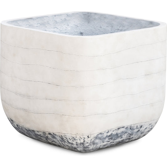 Ingall Square Planter by Four Hands in grey ombre. Made from concrete in a coastal style.