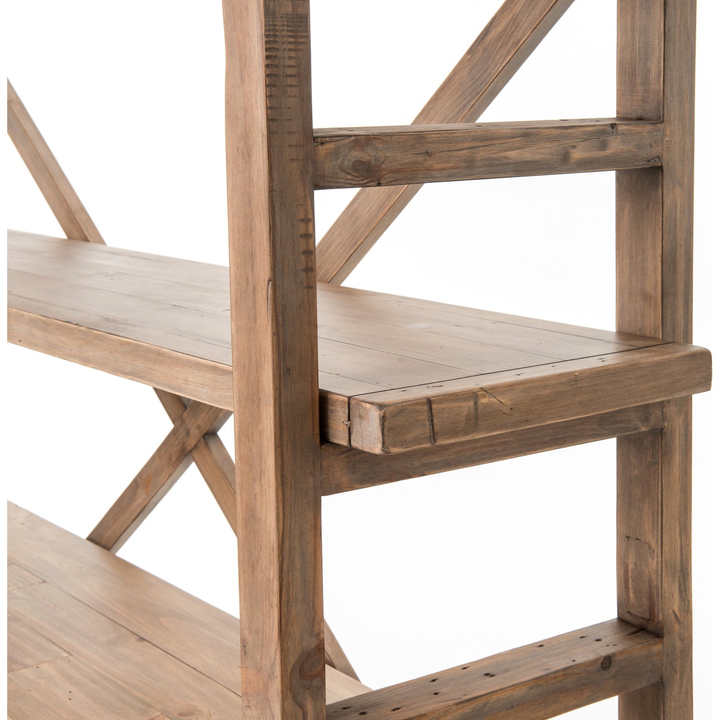 007 S-258381 | Closeup | Toscana Large Bookshelf by Four Hands in sundried wheat. Made from solid mixed reclaimed wood in a cottage & farmhouse style.
