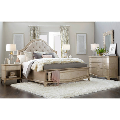 Starlite Upholstered Panel Bed with Storage by A.R.T. Furniture in silver and peri. Made from parawood solids, primavera veneer, tufted upholstery in a cottage & farmhouse style.