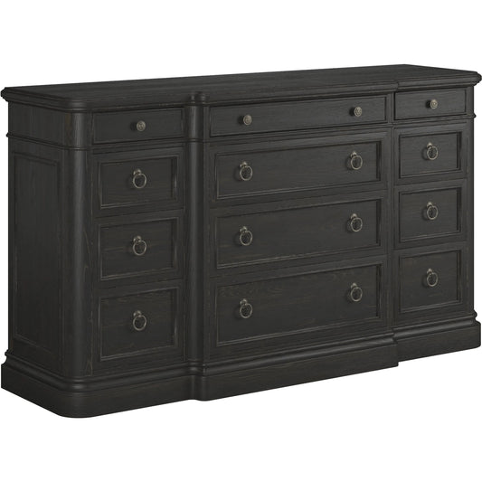 Atrium 12 Drawer Dresser by A.R.T. Furniture in hand rubbed black, undertones of brown. Made from unique in a traditional style.