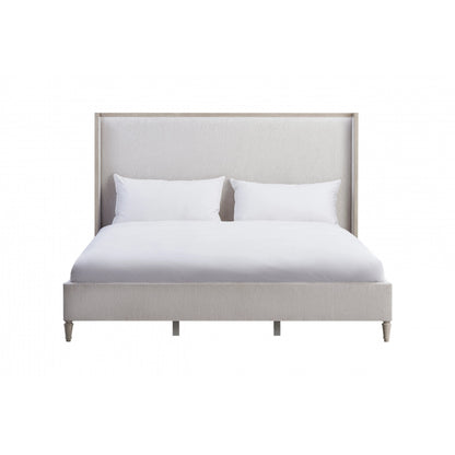 Zest Wing Back Bed by Zest in cream. Made from rubberwood, fabric in a modern style.