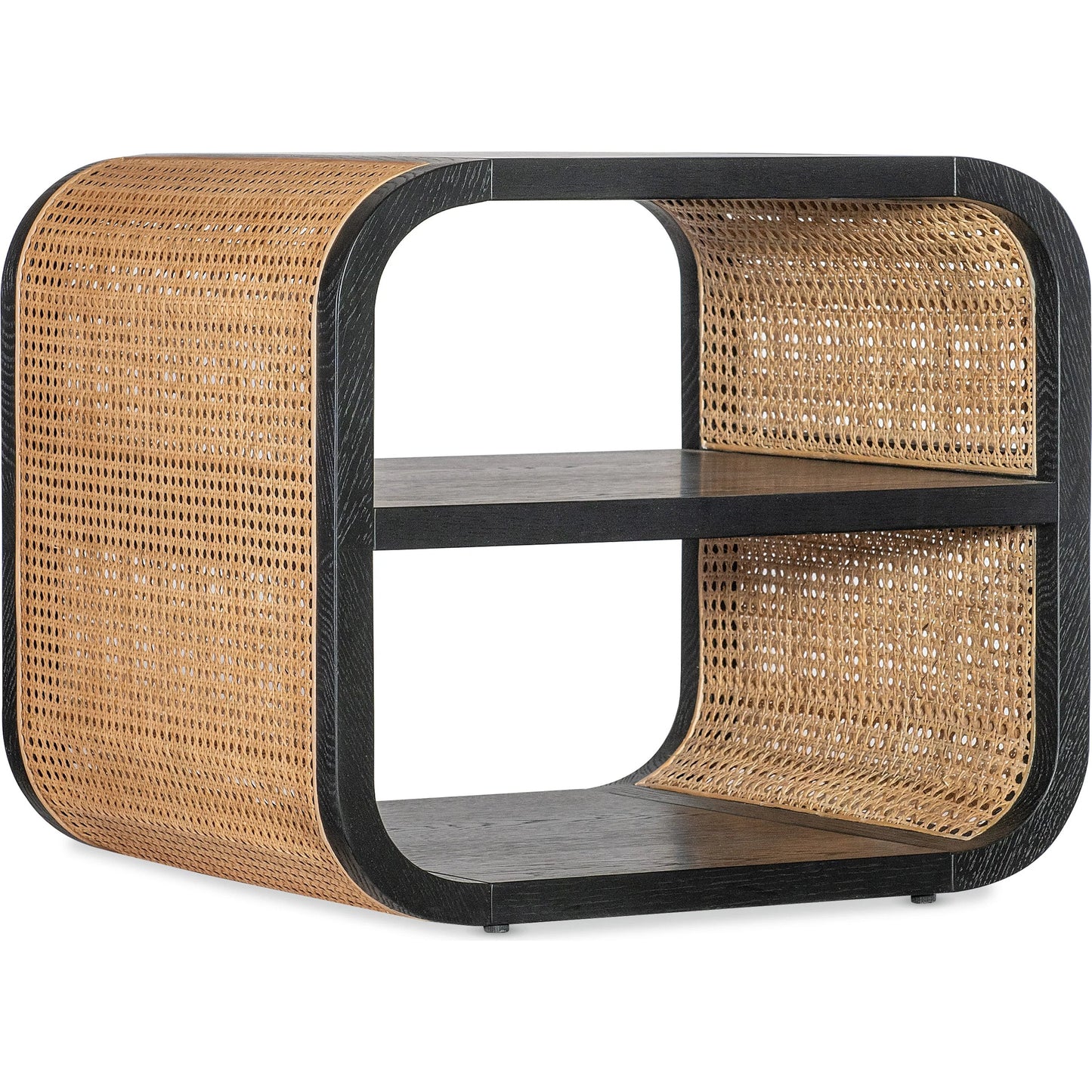 001 SI-2193362 | Primary Silo | Cain Rectangle Side Table by Hooker Furniture in black finish with brown cane accents. Made from unique in a rustic style.