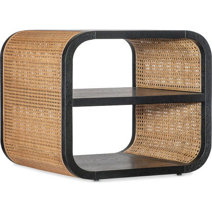 Cain Rectangle Side Table by Hooker Furniture in black finish with brown cane accents. Made from unique in a rustic style.