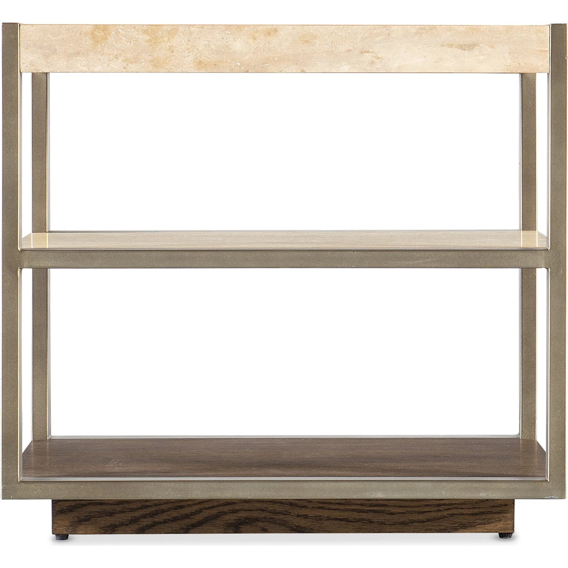 Hammon Square Marble Oak Side Table by Hooker Furniture in medium oak, champagne. Made from unique in a transitional style.